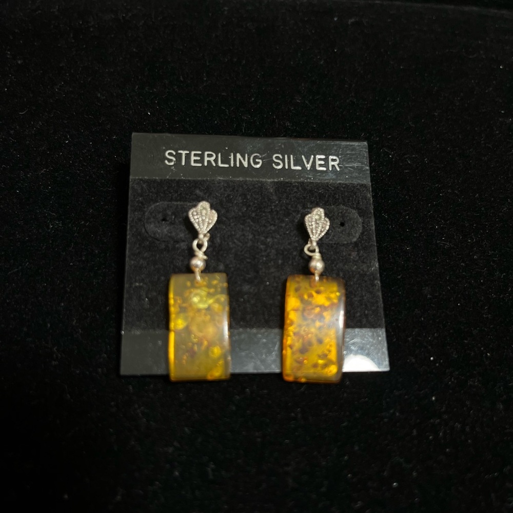Sterling Silver Amber Earrings